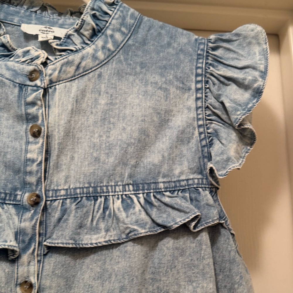 Like New Entro Ruffled Denim Sleeveless Top Size Large - Picture 3 of 5